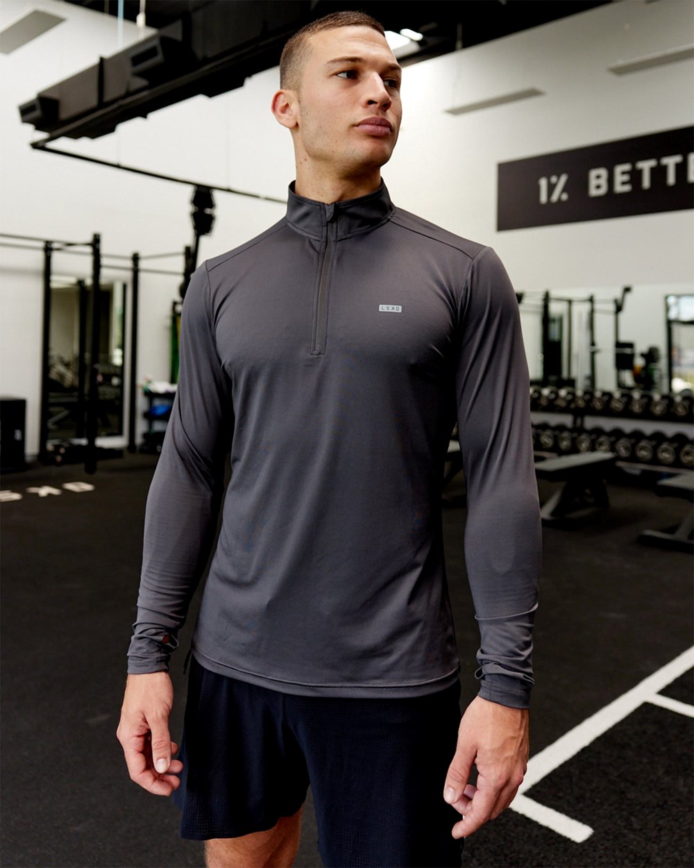 Asphalt LSKD Streamlined 1/4 Zip Active Long Sleeve | BU7283615