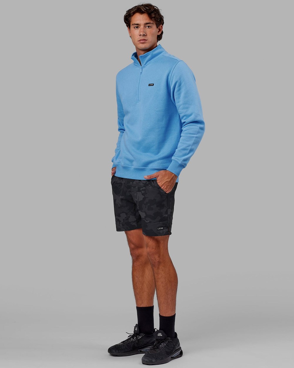 Azure Blue LSKD Fundamental 1/4 Zip Sweater | ZR2405967