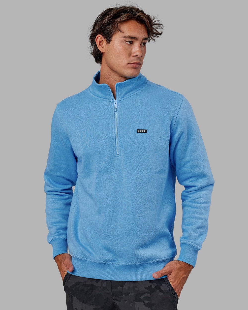 Azure Blue LSKD Fundamental 1/4 Zip Sweater | ZR2405967