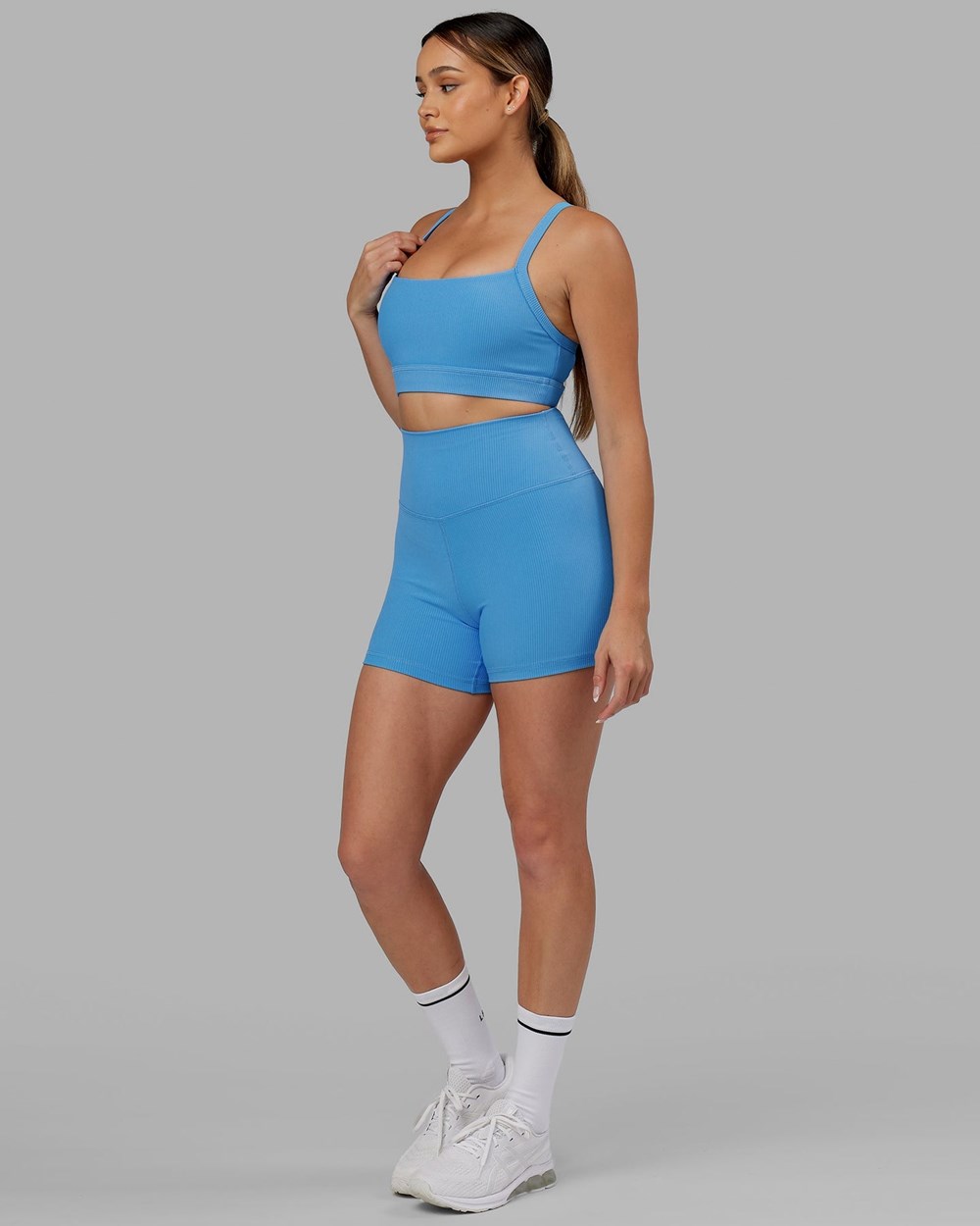 Azure Blue LSKD Momentum Ribbed Sports Bra | GK9341865