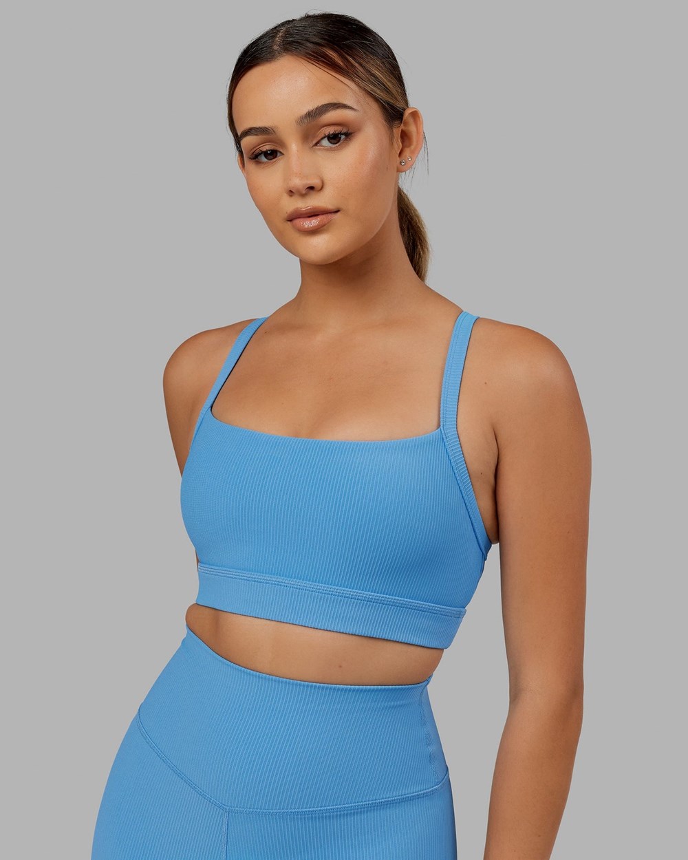 Azure Blue LSKD Momentum Ribbed Sports Bra | GK9341865