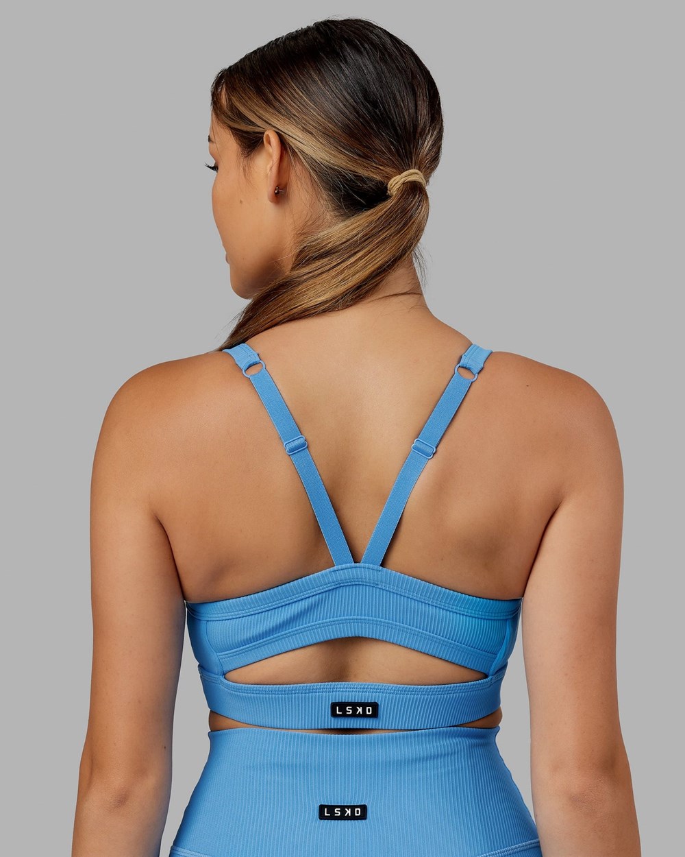 Azure Blue LSKD Momentum Ribbed Sports Bra | GK9341865