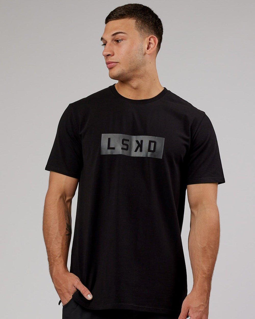 Black / Black LSKD Strength FLXCotton Tee | OL5280317