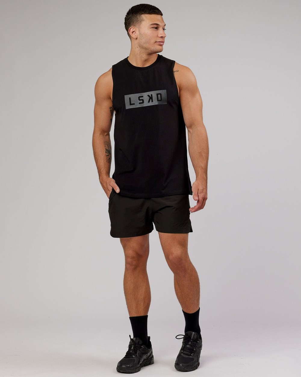 Black / Black LSKD Strength FLXCotton Training Fit Tank | VS5826301