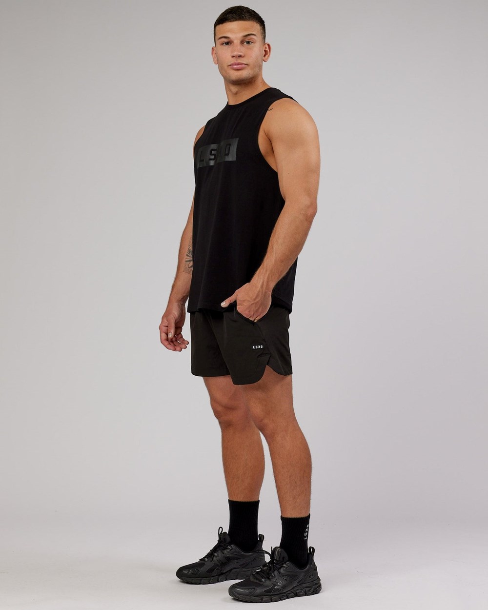 Black / Black LSKD Strength FLXCotton Training Fit Tank | VS5826301