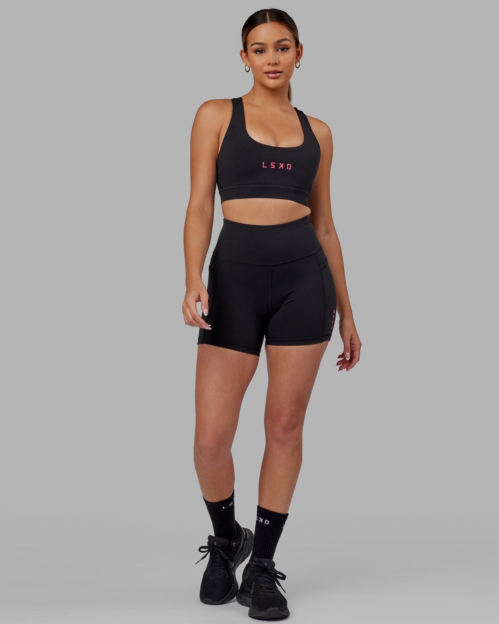 Black / Boysenberry LSKD Rep Sports Bra Small Logo | CL4561380