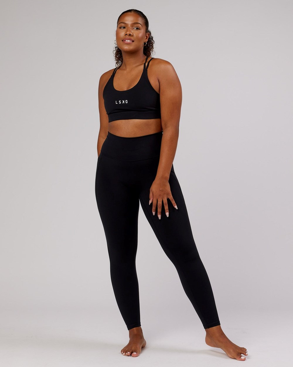 Black / Flamingo LSKD Fusion Full Length Legging | UI3629087