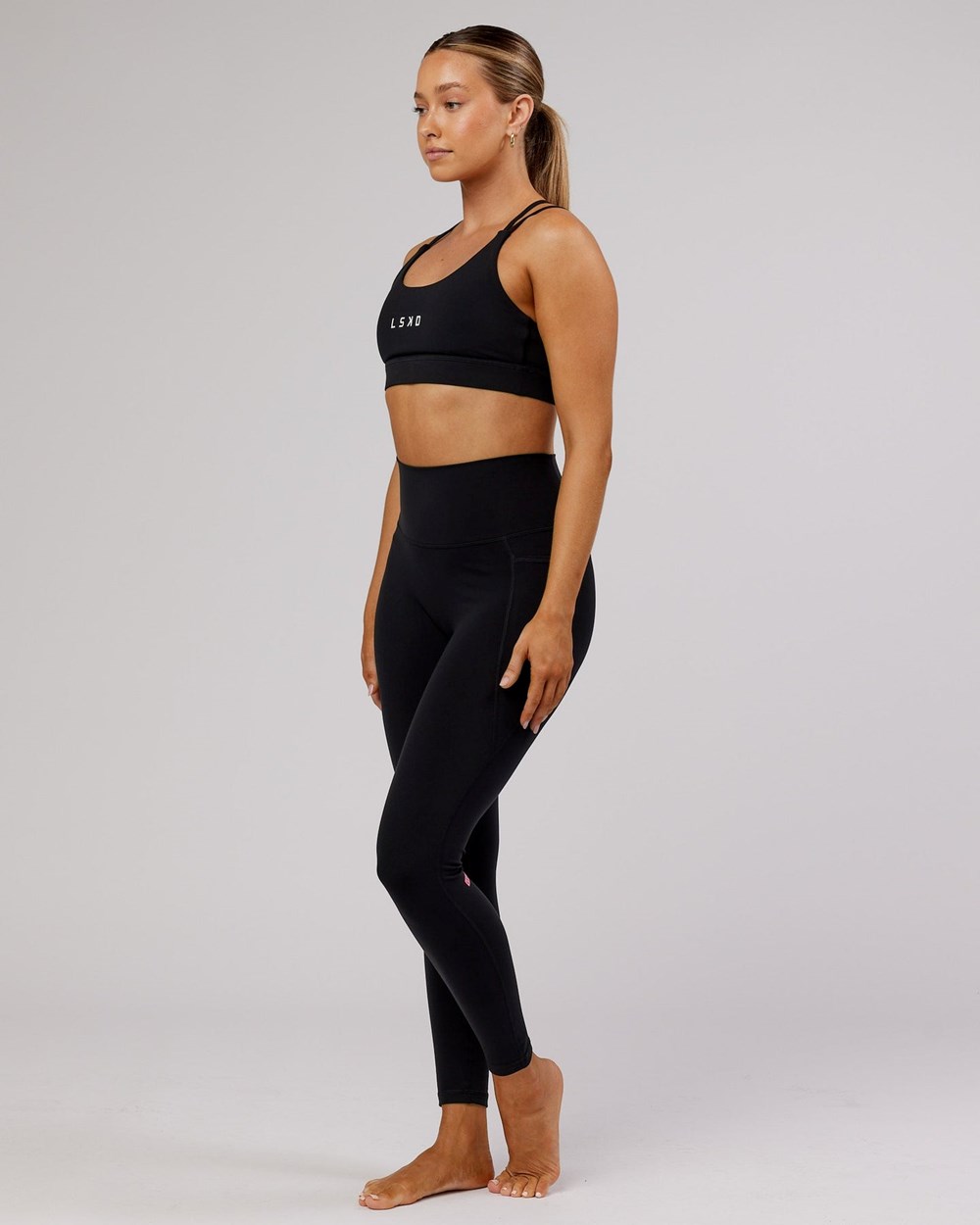 Black / Flamingo LSKD Fusion Full Length Legging | UI3629087