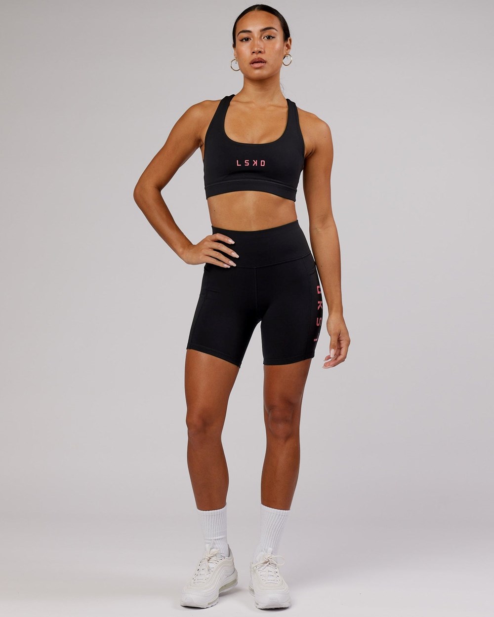 Black / Flamingo LSKD Rep Sports Bra Small Logo | RY8479215