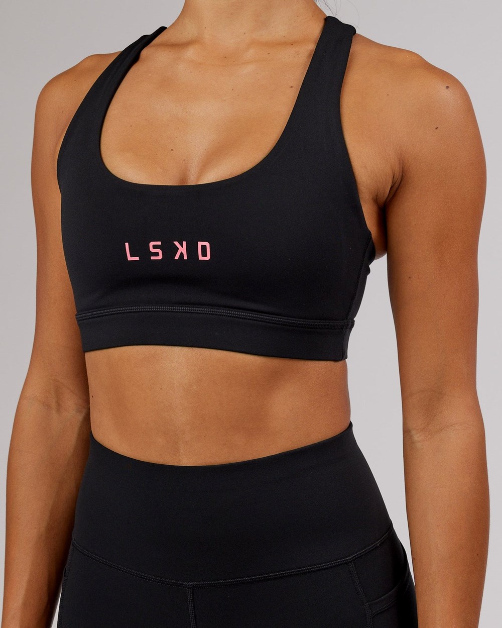 Black / Flamingo LSKD Rep Sports Bra Small Logo | RY8479215