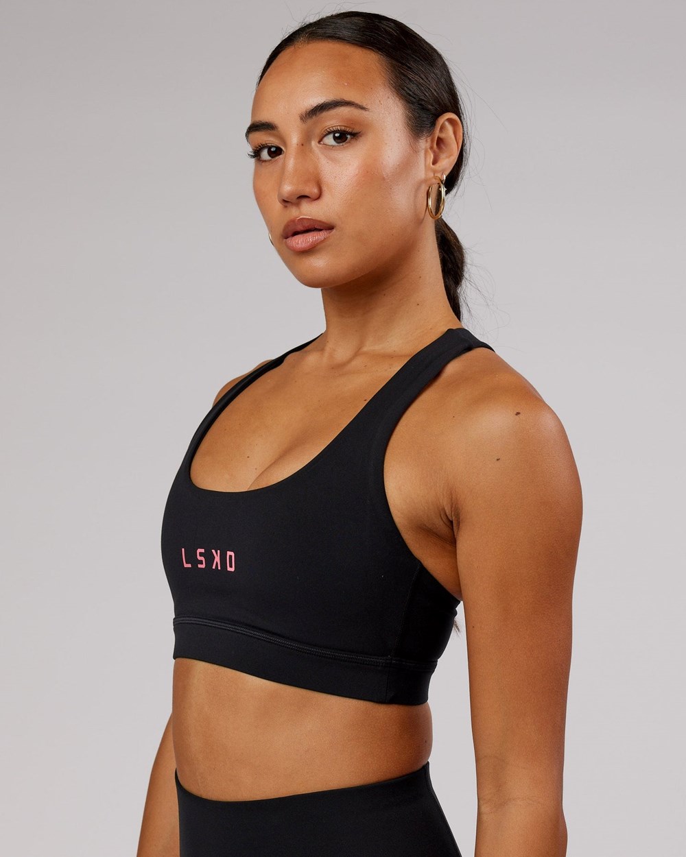 Black / Flamingo LSKD Rep Sports Bra Small Logo | RY8479215