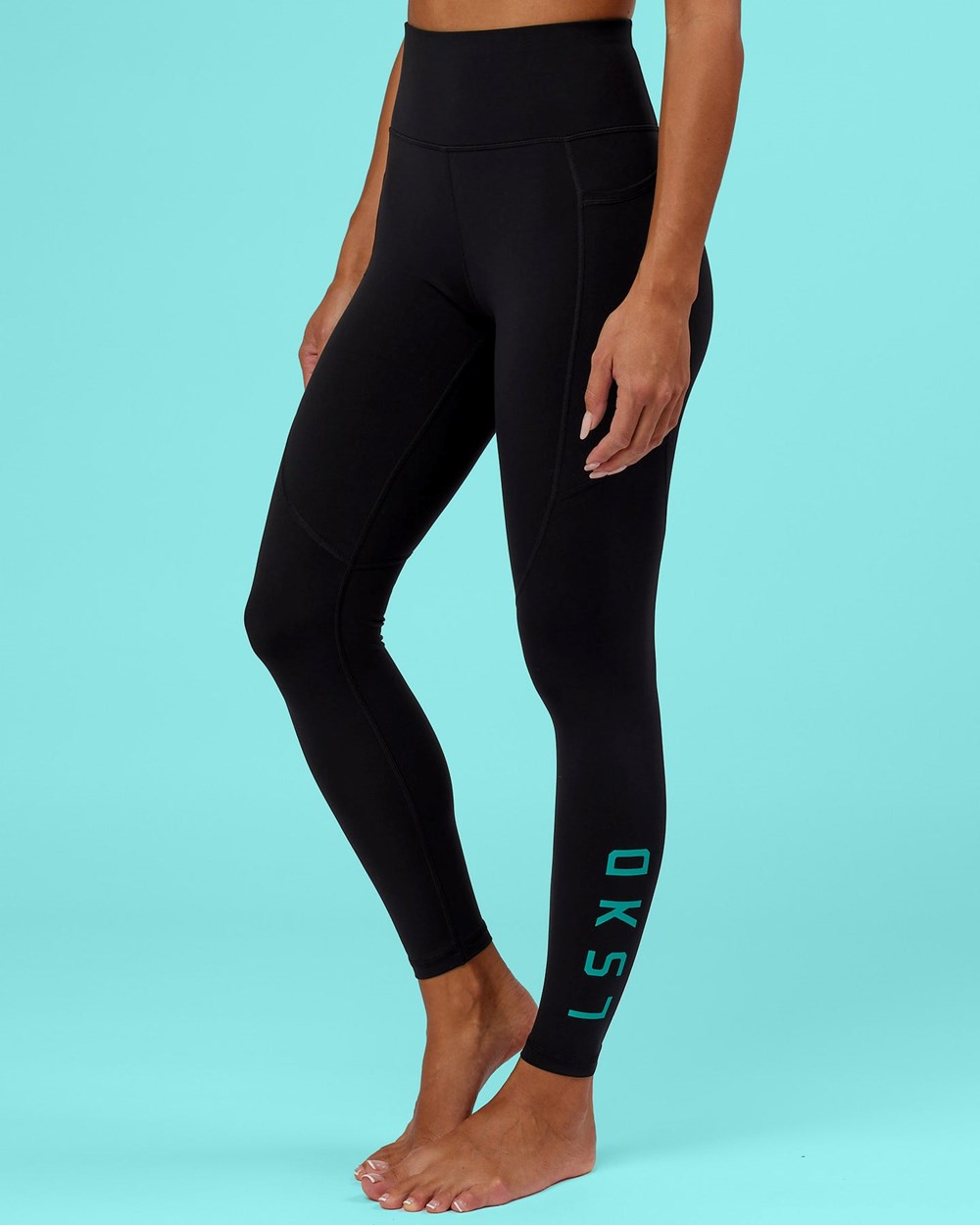 Black / Hyper Teal LSKD Rep Full Length Legging | PI1028943