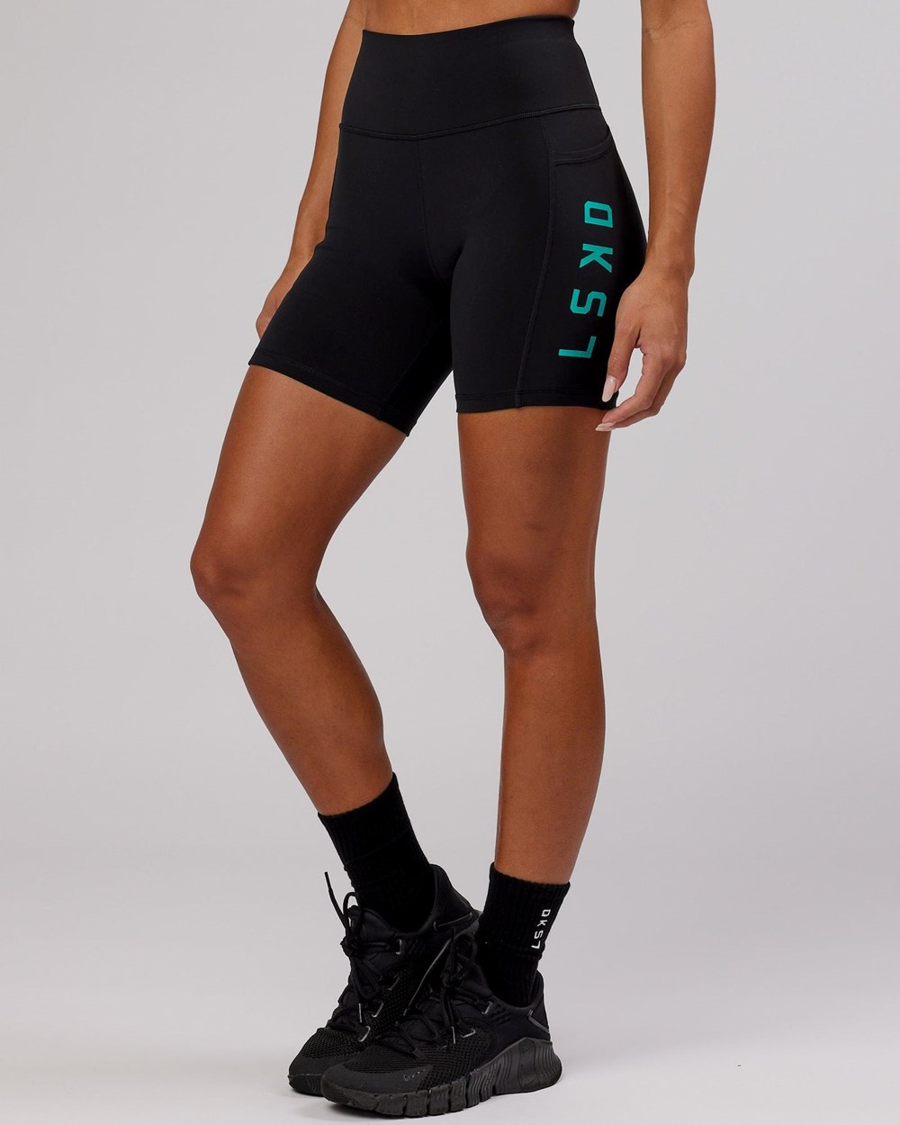 Black / Hyper Teal LSKD Rep Mid-Length Bike Short | PG2913578