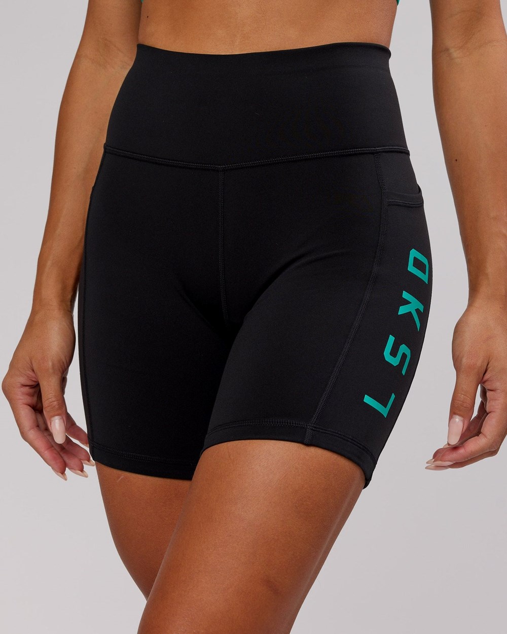 Black / Hyper Teal LSKD Rep Mid-Length Bike Short | PG2913578