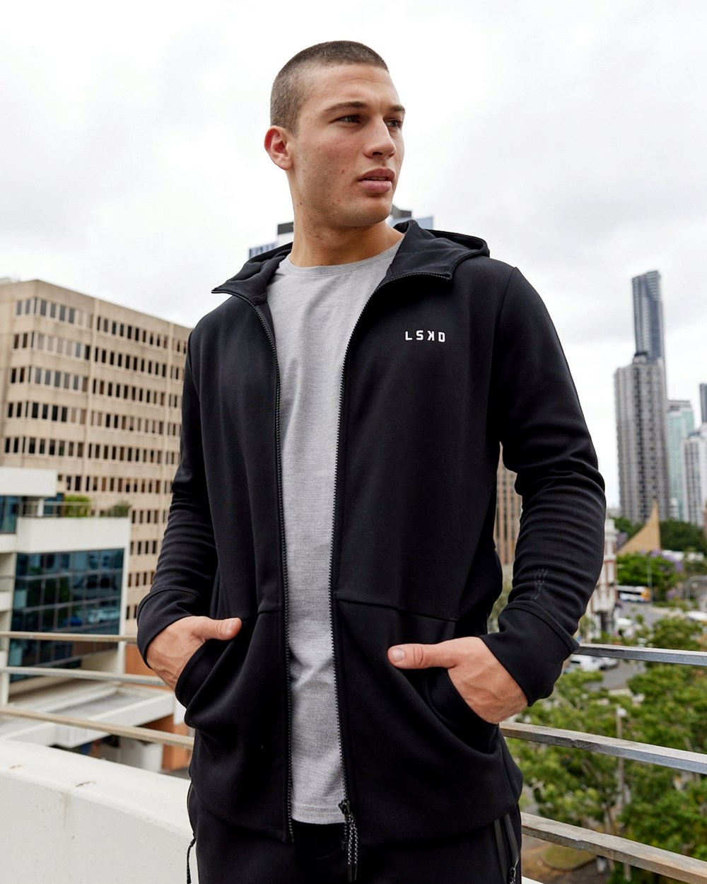 Black LSKD Athlete ForgedFleece Zip Up Hoodie | FZ3491702