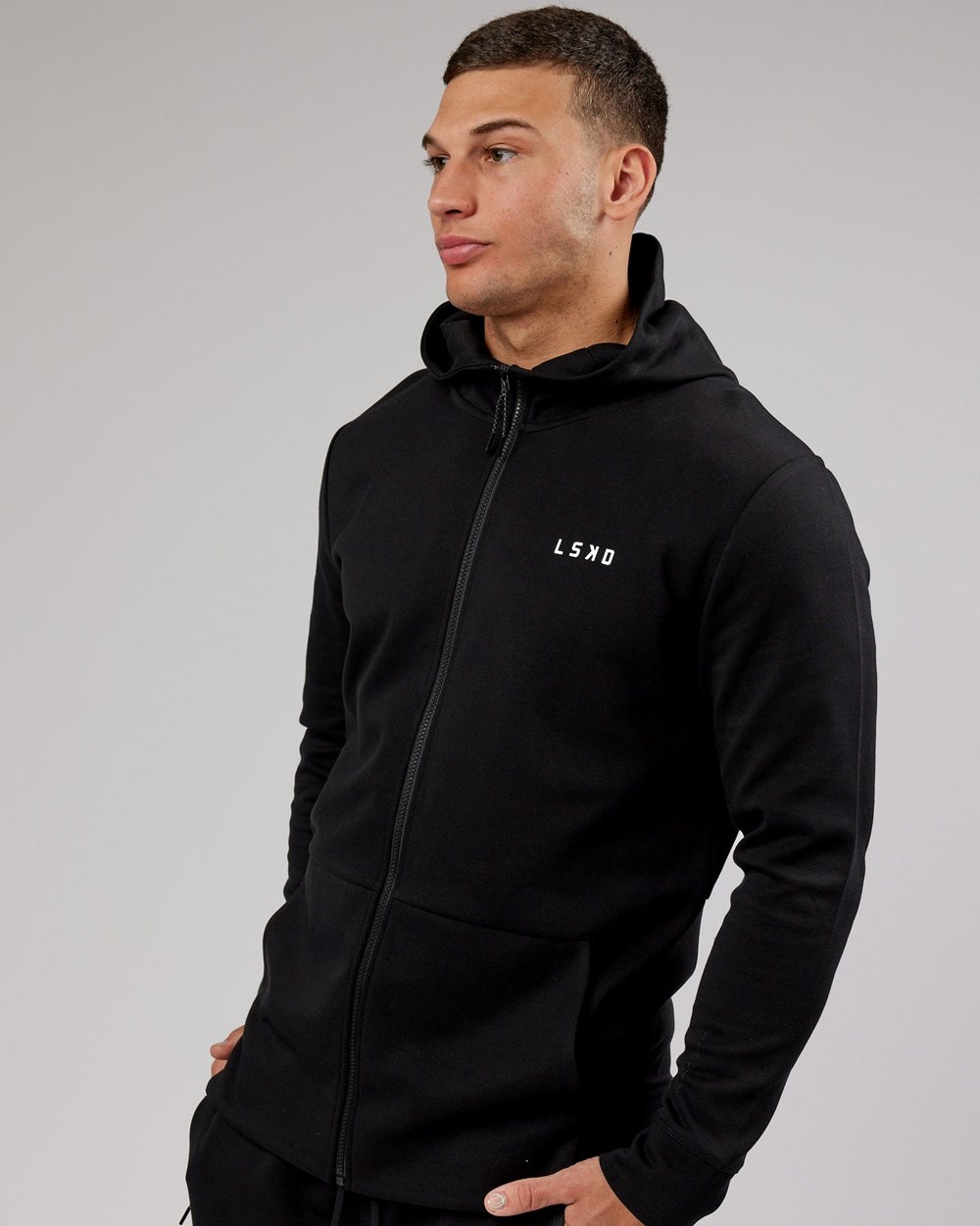 Black LSKD Athlete ForgedFleece Zip Up Hoodie | FZ3491702