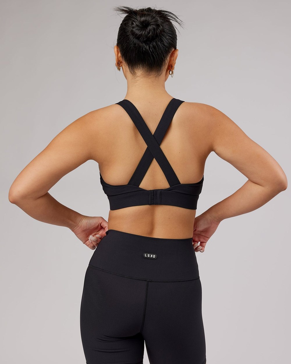 Black LSKD Balance Ribbed Sports Bra | EA9428761