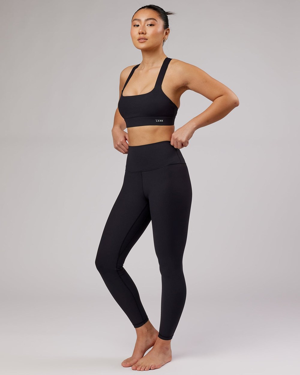 Black LSKD Balance Ribbed Sports Bra | EA9428761