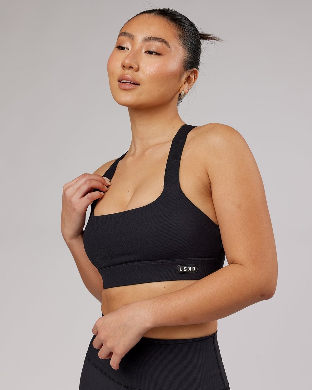 Black LSKD Balance Ribbed Sports Bra | EA9428761