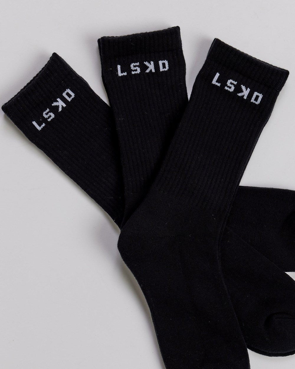 Black LSKD Daily 3 Pack Crew Sock | DM0291836