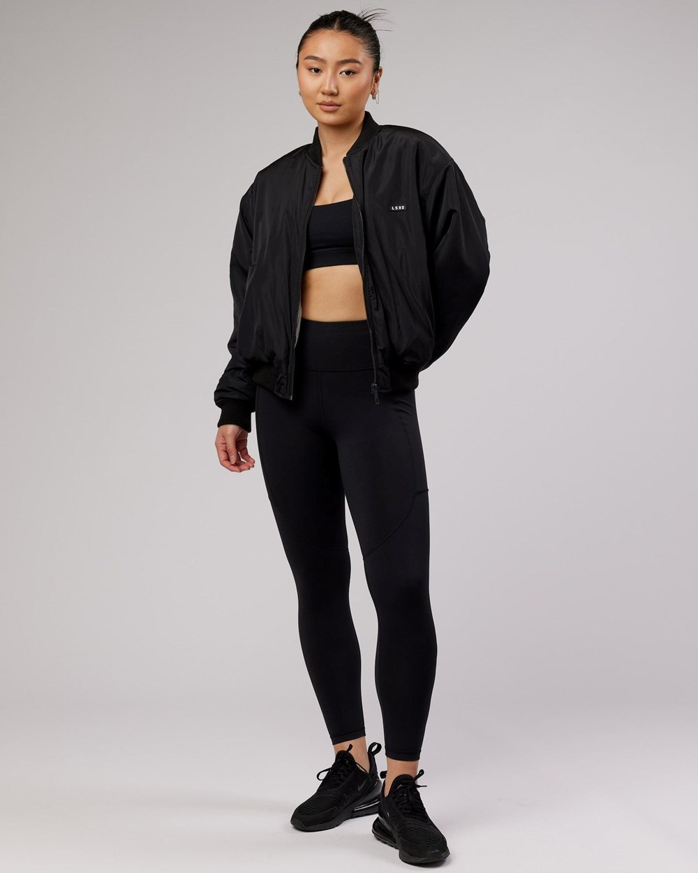 Black LSKD Effortless Sherpa Lined Bomber Jacket | HF1709235