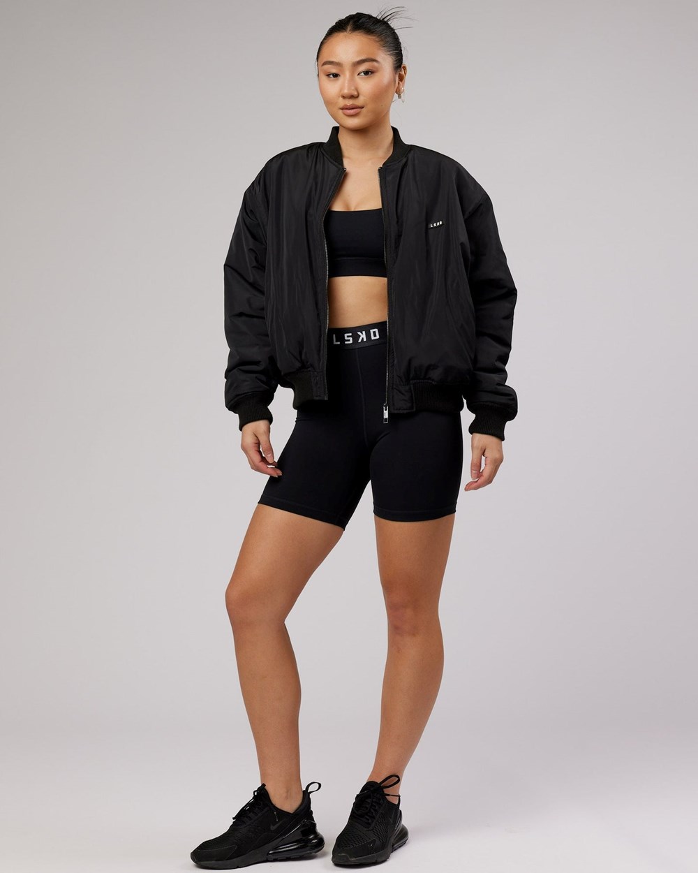 Black LSKD Effortless Sherpa Lined Bomber Jacket | HF1709235