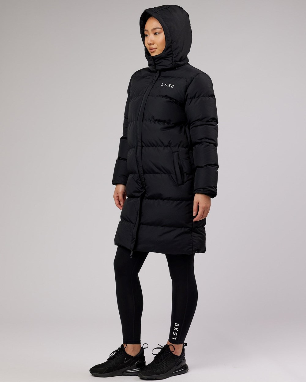 Black LSKD Equipped Longline Puffer Jacket | UV4820356