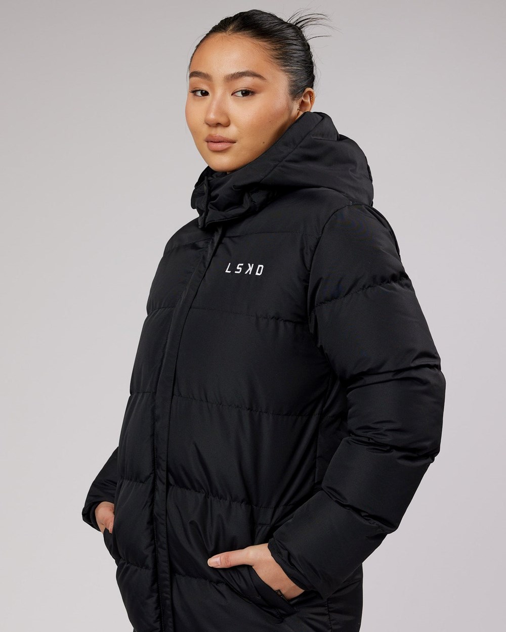 Black LSKD Equipped Longline Puffer Jacket | UV4820356