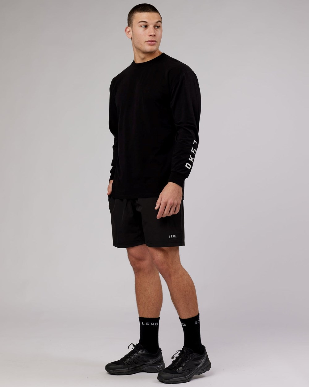 Black LSKD Extensor FLXCotton Long Sleeve Tee Oversize | IW4106597