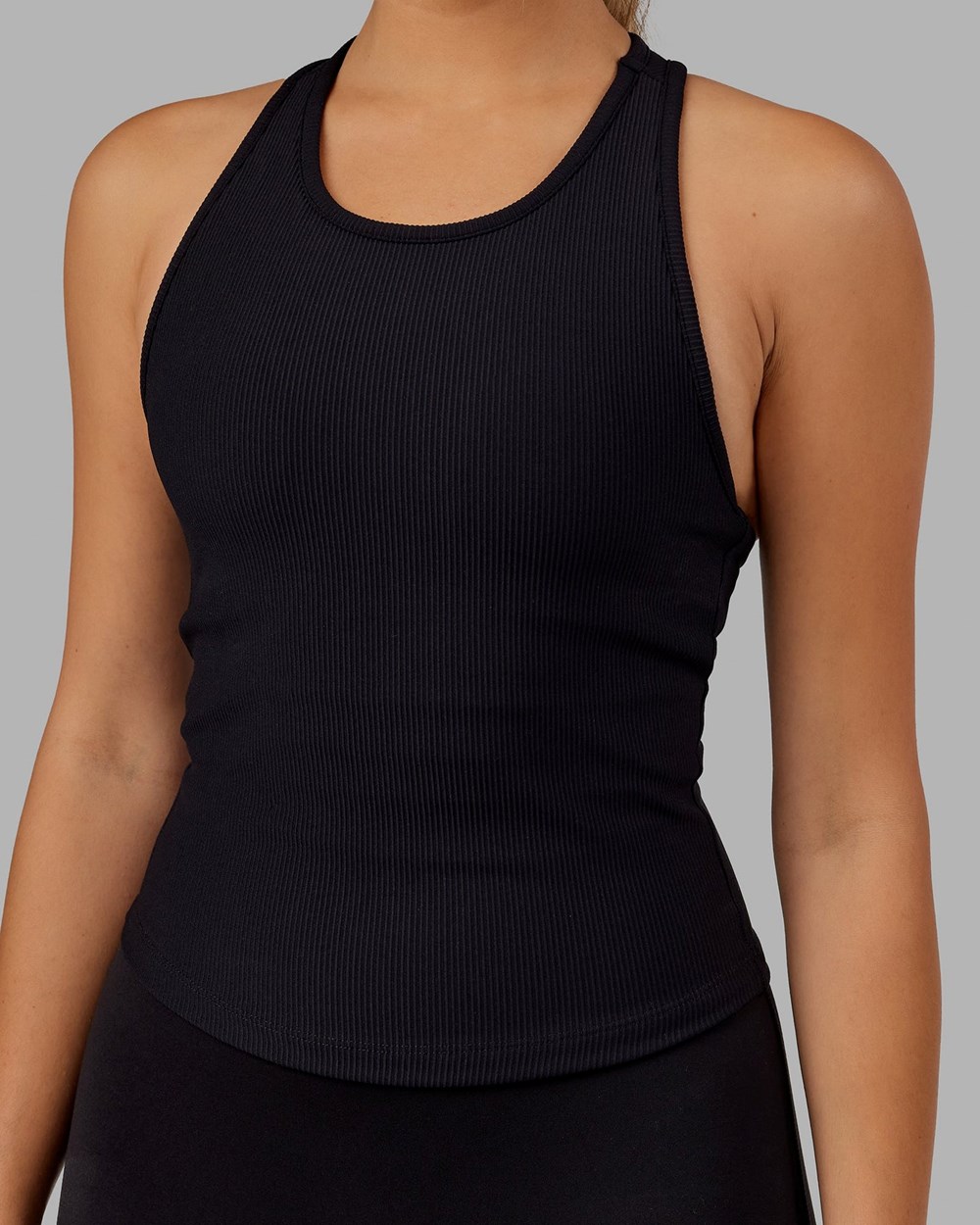 Black LSKD Flow Ribbed Shelf Bra Performance Tank | SY6028497