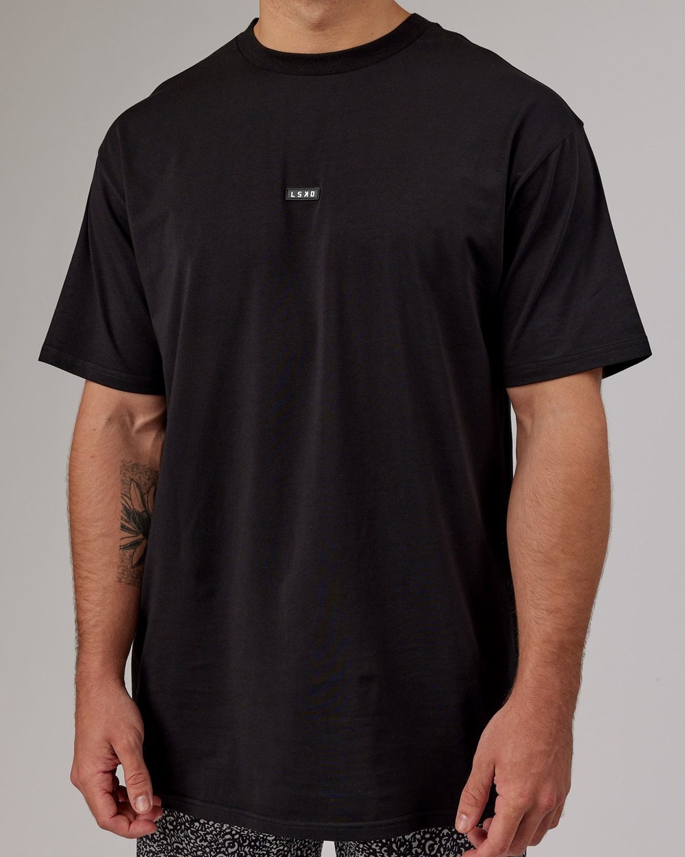 Black LSKD Fundamental FLXCotton Tee Longline Oversize | PZ7324819