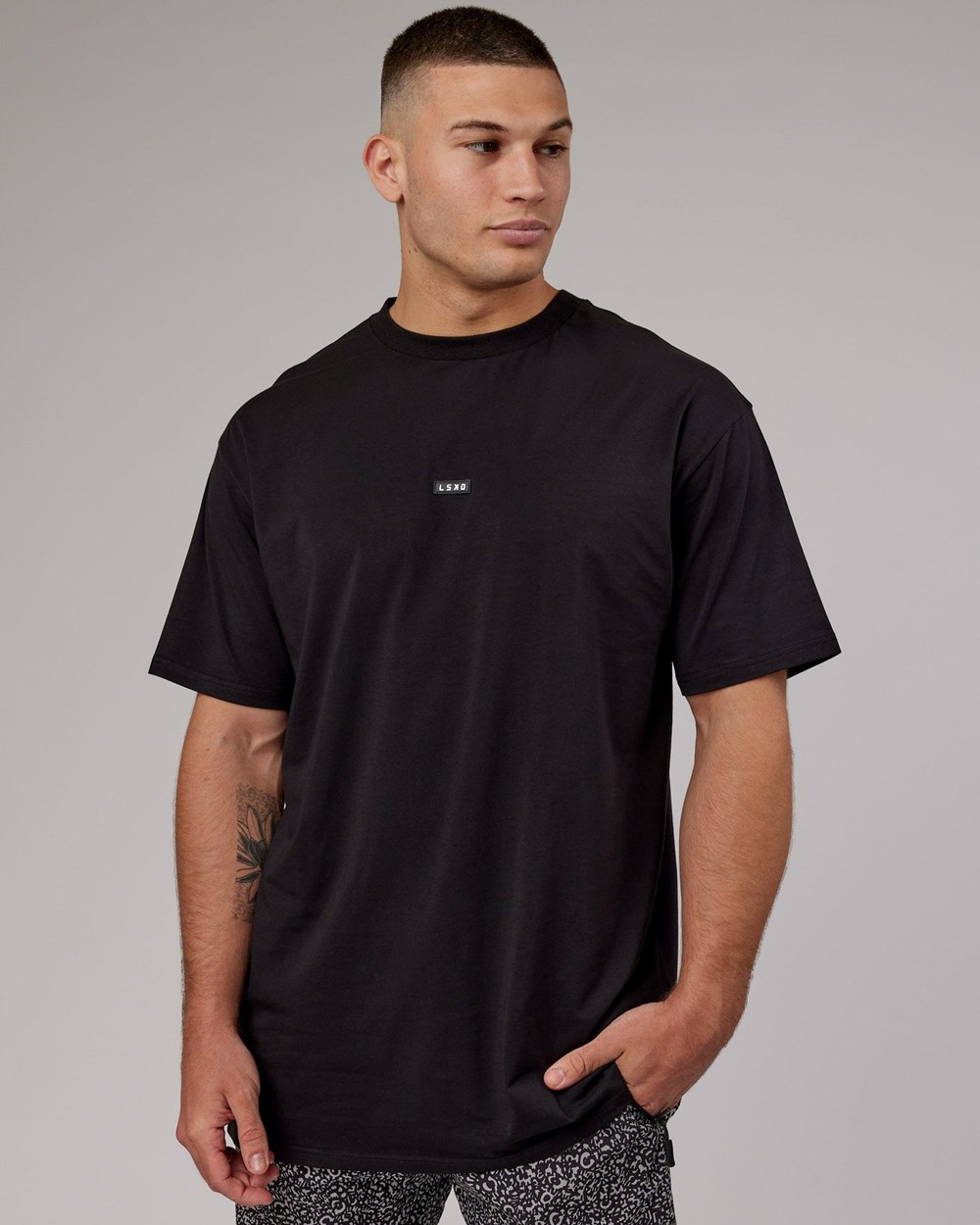 Black LSKD Fundamental FLXCotton Tee Longline Oversize | PZ7324819