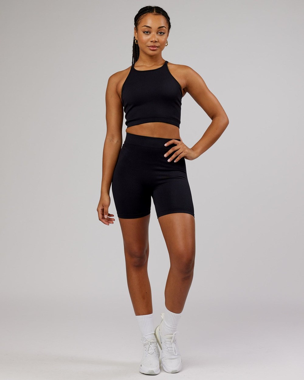 Black LSKD Minimal Seamless Rib Bike Short | VB7830296