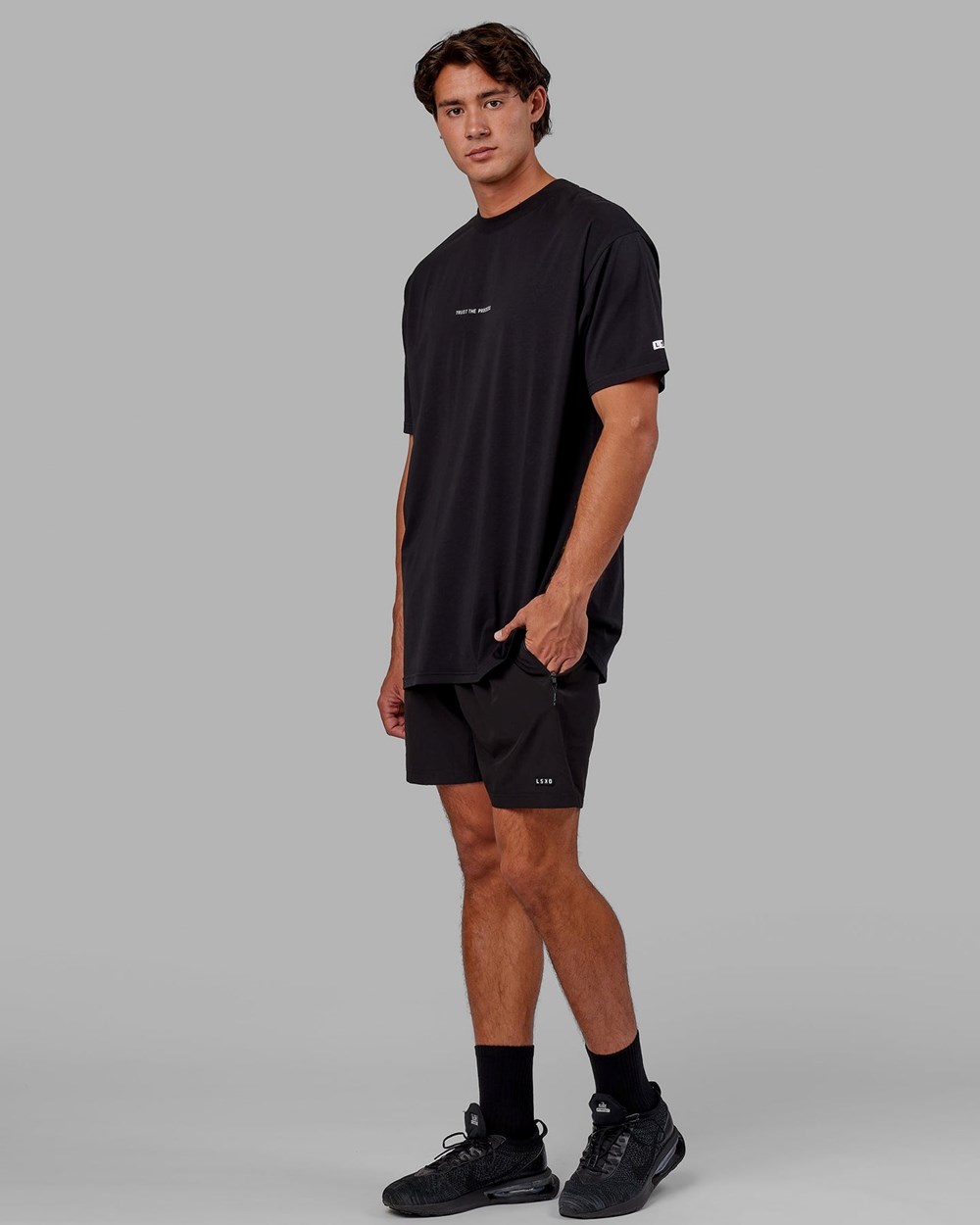 Black LSKD Trust The Process FLXCotton Tee Longline Oversize | CD6237859