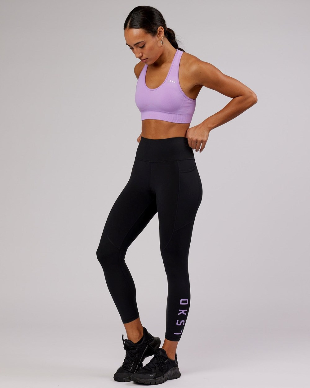 Black / Lilac LSKD Rep 7/8 Length Legging | PG9215374