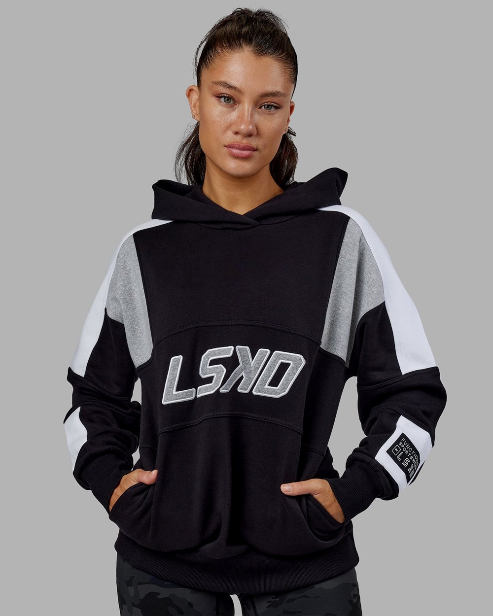 Black / Lt Grey Marl LSKD Slam Hoodie Oversize | KQ3250819