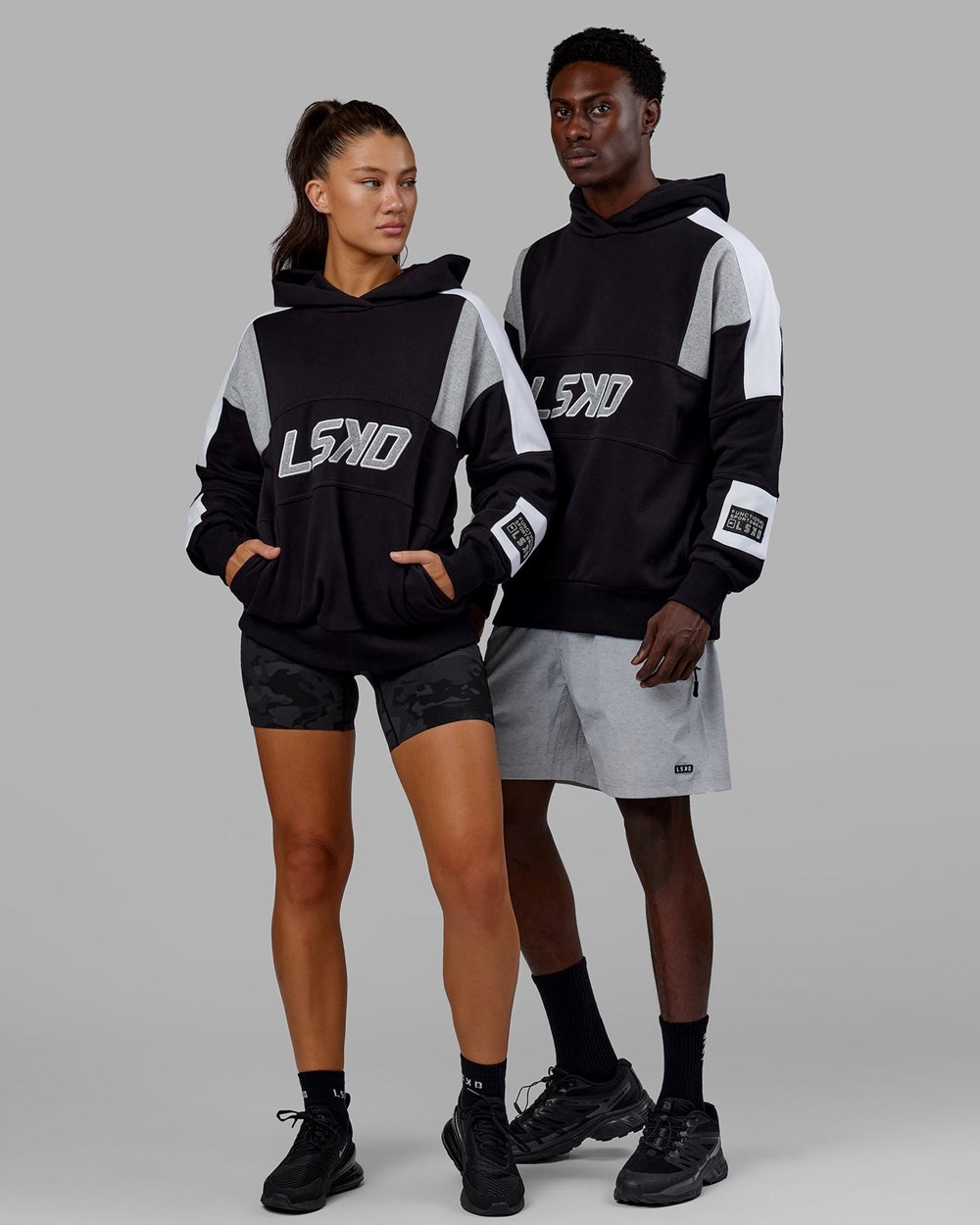 Black / Lt Grey Marl LSKD Slam Hoodie Oversize | KQ3250819