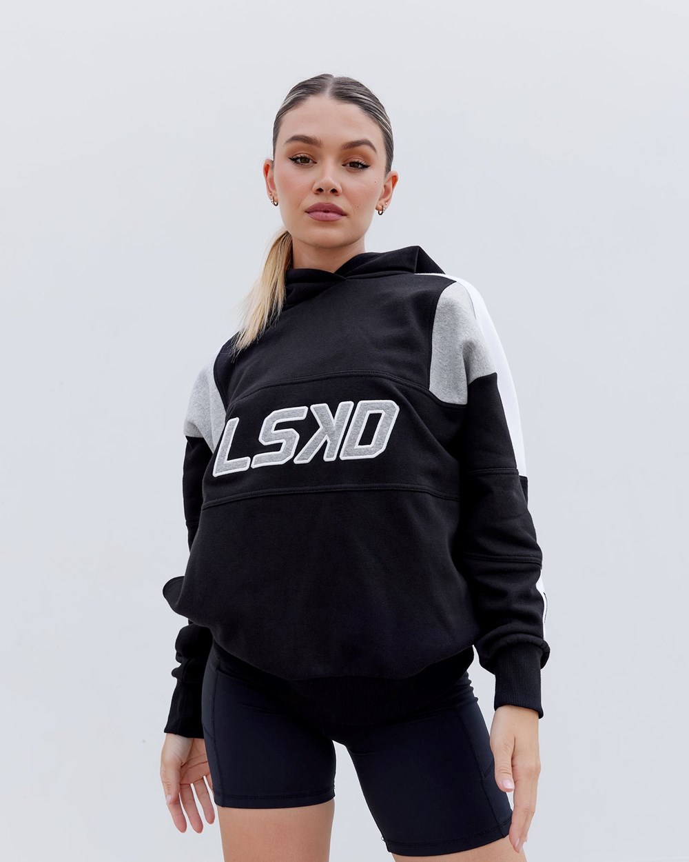 Black / Lt Grey Marl LSKD Slam Hoodie Oversize | KQ3250819