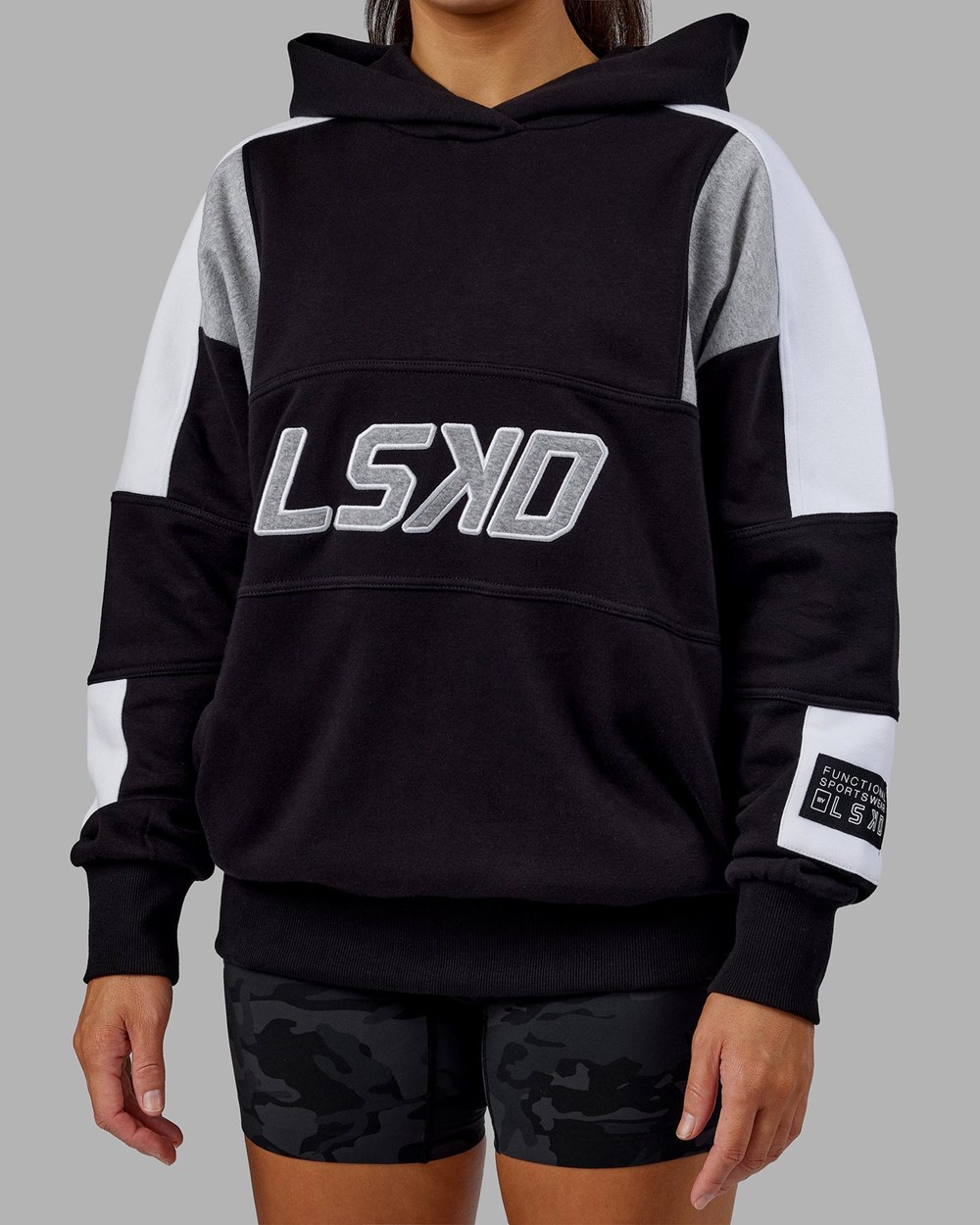 Black / Lt Grey Marl LSKD Slam Hoodie Oversize | KQ3250819