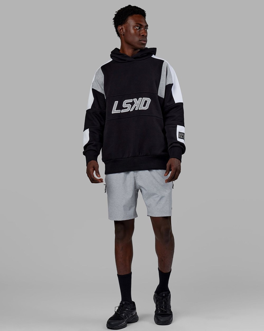 Black / Lt Grey Marl LSKD Slam Hoodie Oversize | YX5391062