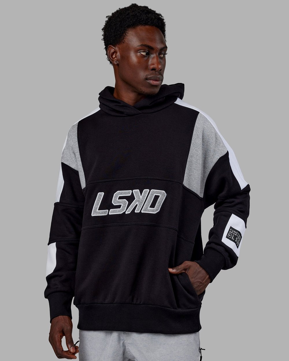 Black / Lt Grey Marl LSKD Slam Hoodie Oversize | YX5391062