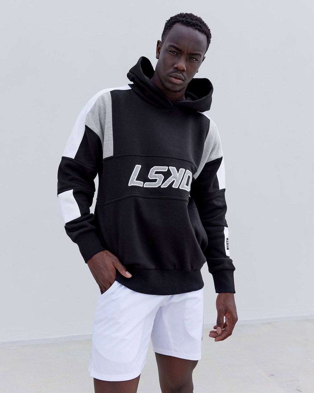 Black / Lt Grey Marl LSKD Slam Hoodie Oversize | YX5391062