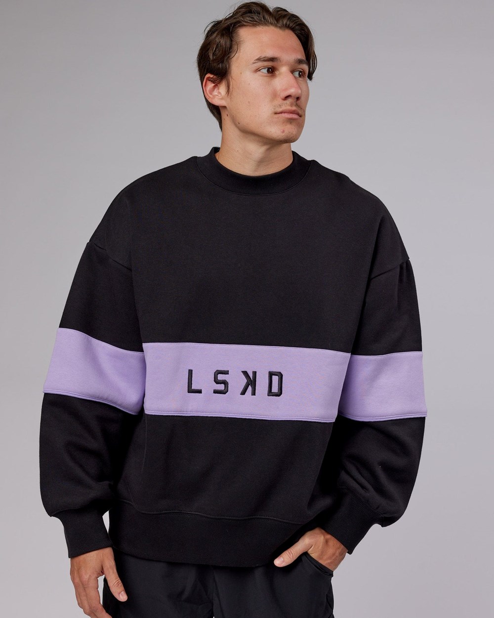 Black / Pale Lilac LSKD Extra Time Sweater Oversize | HG2017496