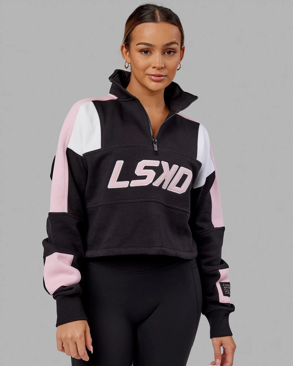 Black / Petal Pink LSKD Slam 1/4 Zip Sweater | VC0231648