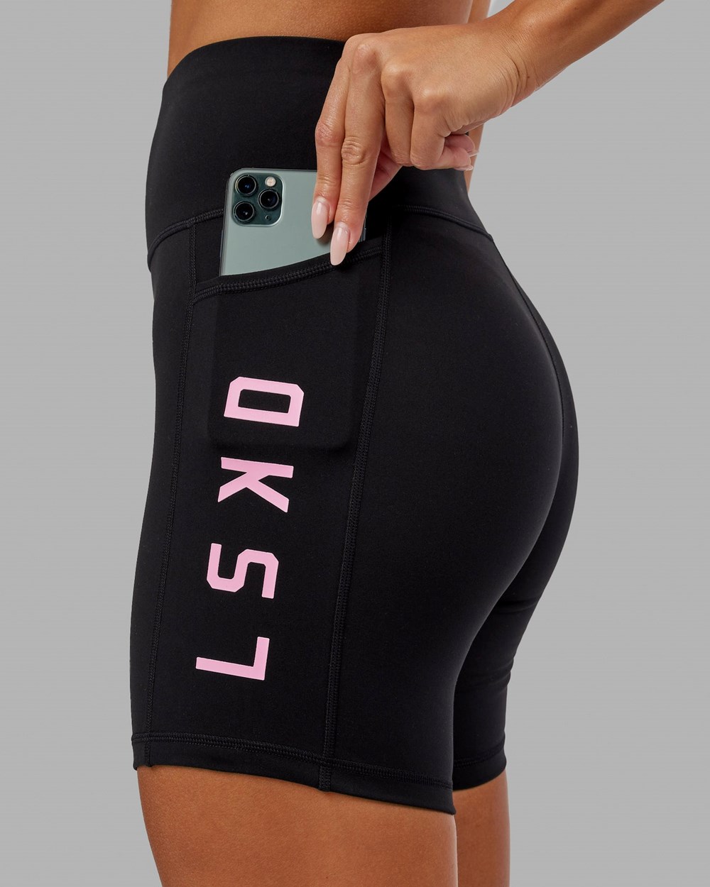 Black / Pink Frosting LSKD Rep Mid-Length Bike Short | AI3596024