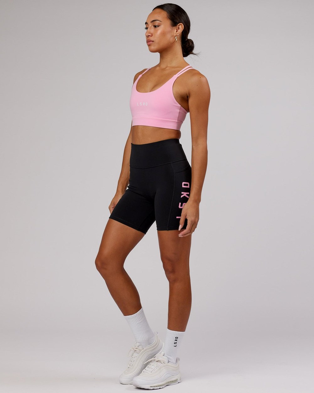 Black / Pink Frosting LSKD Rep Mid-Length Bike Short | AI3596024