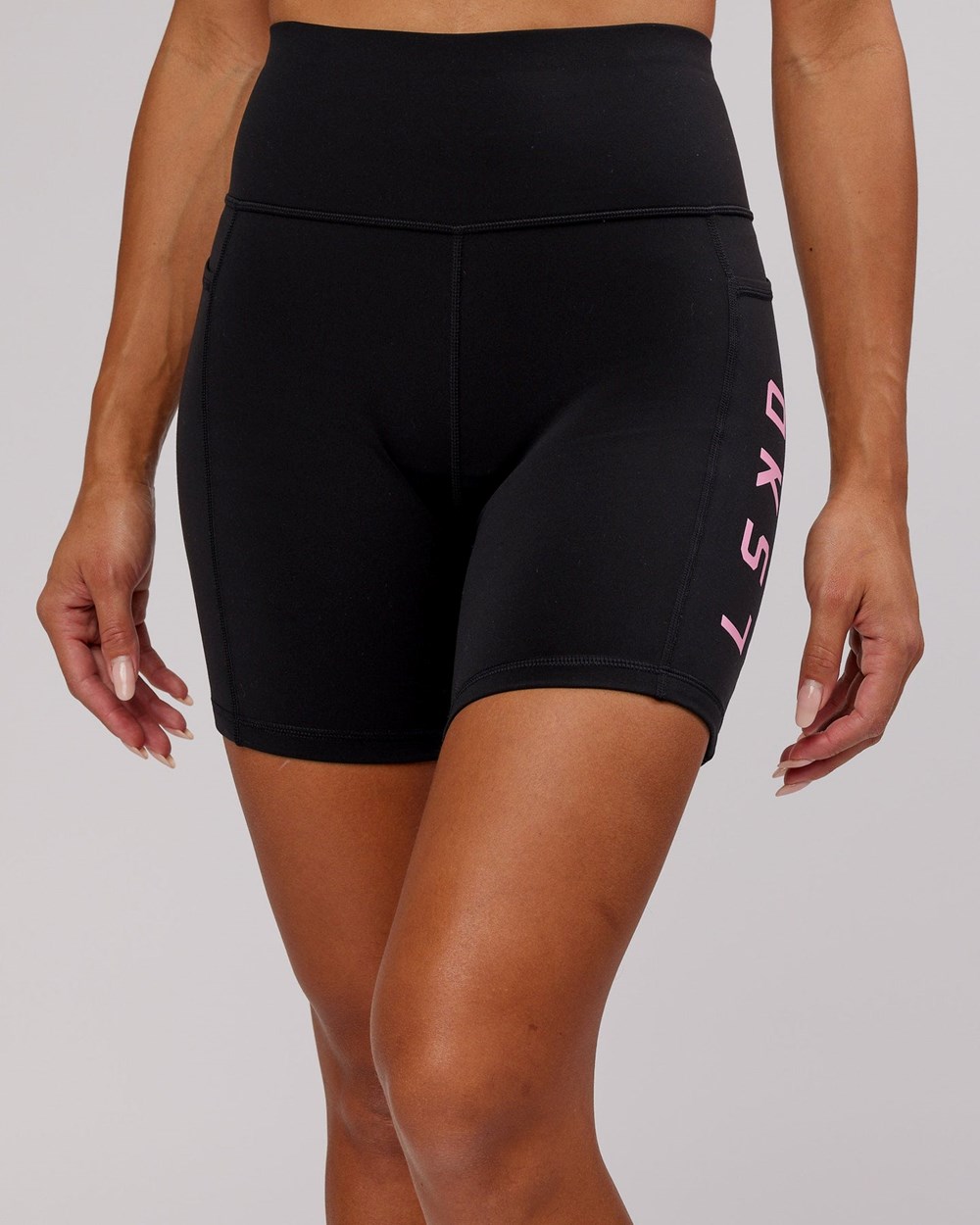 Black / Pink Frosting LSKD Rep Mid-Length Bike Short | AI3596024