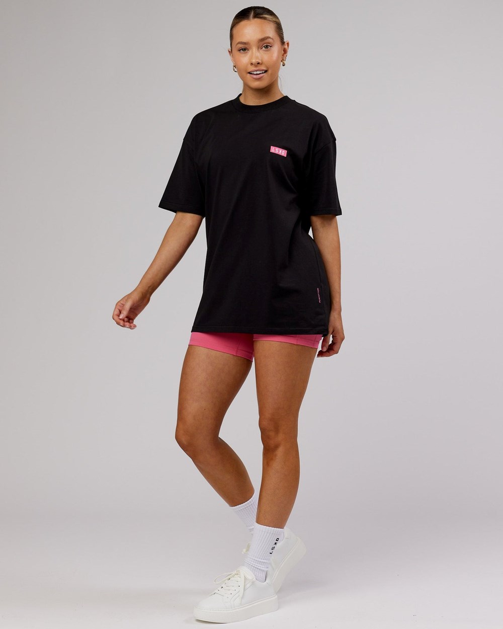 Black / Pink LSKD Iconic FLXCotton Tee Oversize | VE1073628