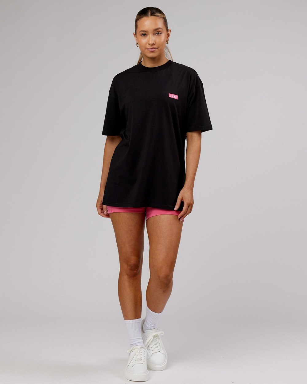 Black / Pink LSKD Iconic FLXCotton Tee Oversize | VE1073628