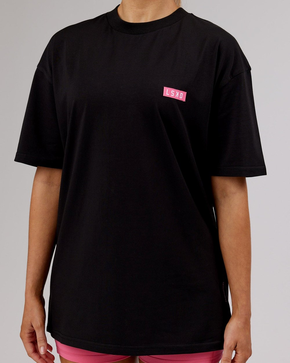 Black / Pink LSKD Iconic FLXCotton Tee Oversize | VE1073628